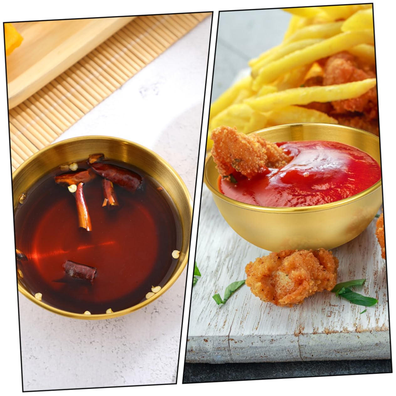 Toyvian Juego de 8 Platos y Cuencos para Salsas de Acero Inoxidable Dorado Diseño Simple y Limpio para Restaurantes y Comedor
