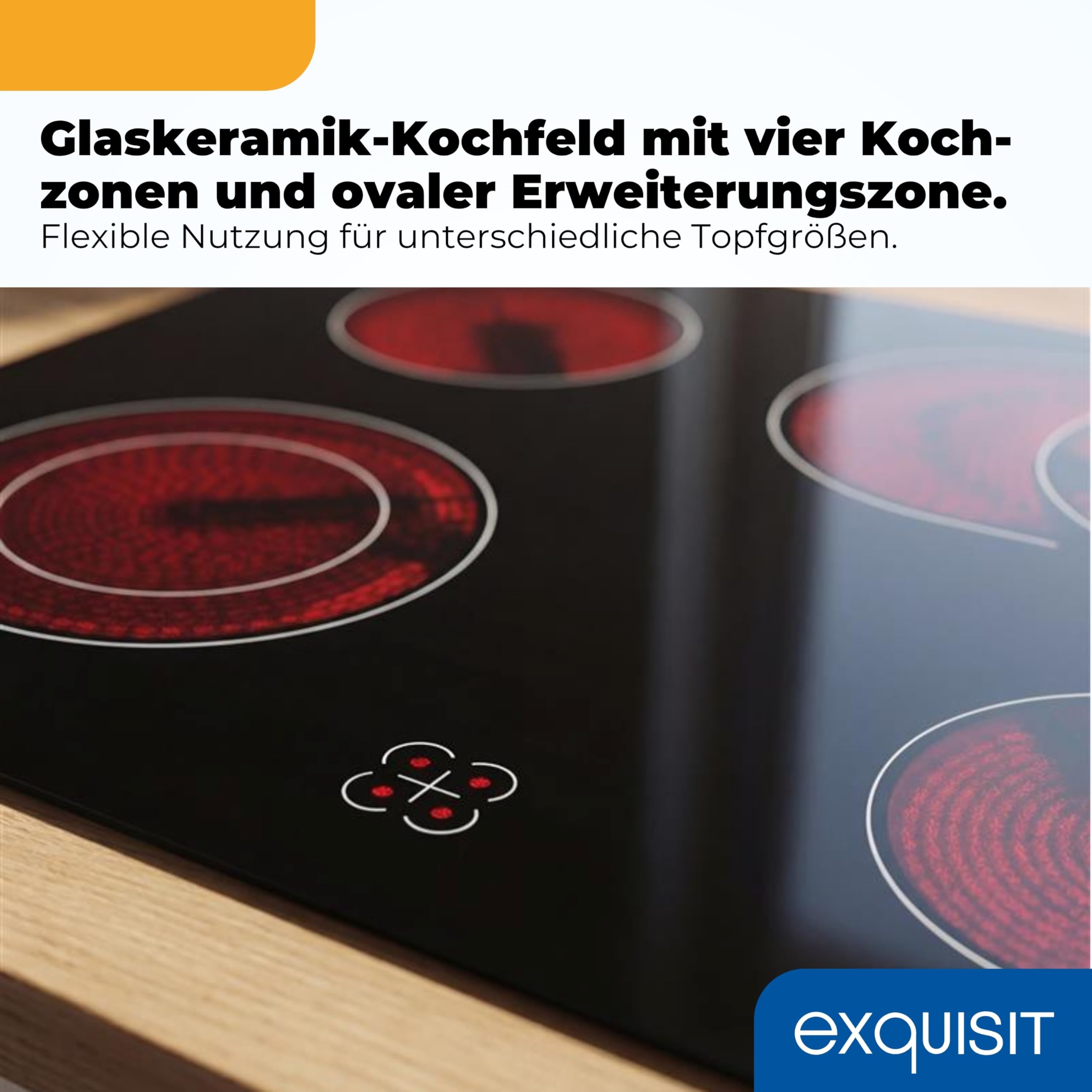 Exquisit Einbauherd mit Glaskeramikkochfeld 75L 9800W Energieklasse A EHE5285-HBZ-020