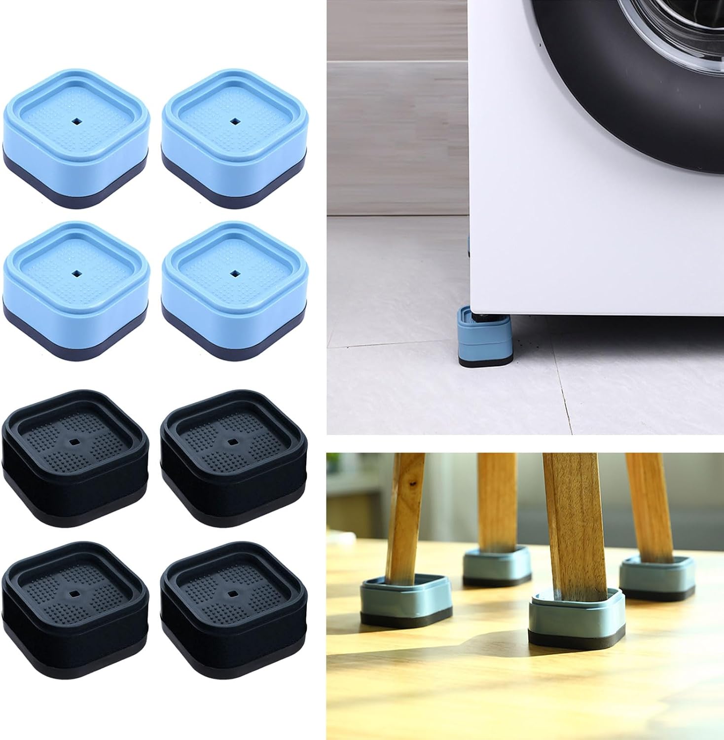 4Pieces Furniture Risers Washing Machine Lifts Stackable Bed Lifter Raiser for Desk Chair Couch Practical Use Adjustable Bed Lifts