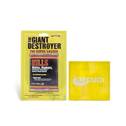 Bomba de Humo Fumigante Giant Destroyer – para Roedores y para Tuzas, Topos, Marmotas y Ratas – Paquete Individual (4 Tubos) + Toalla Jecudi