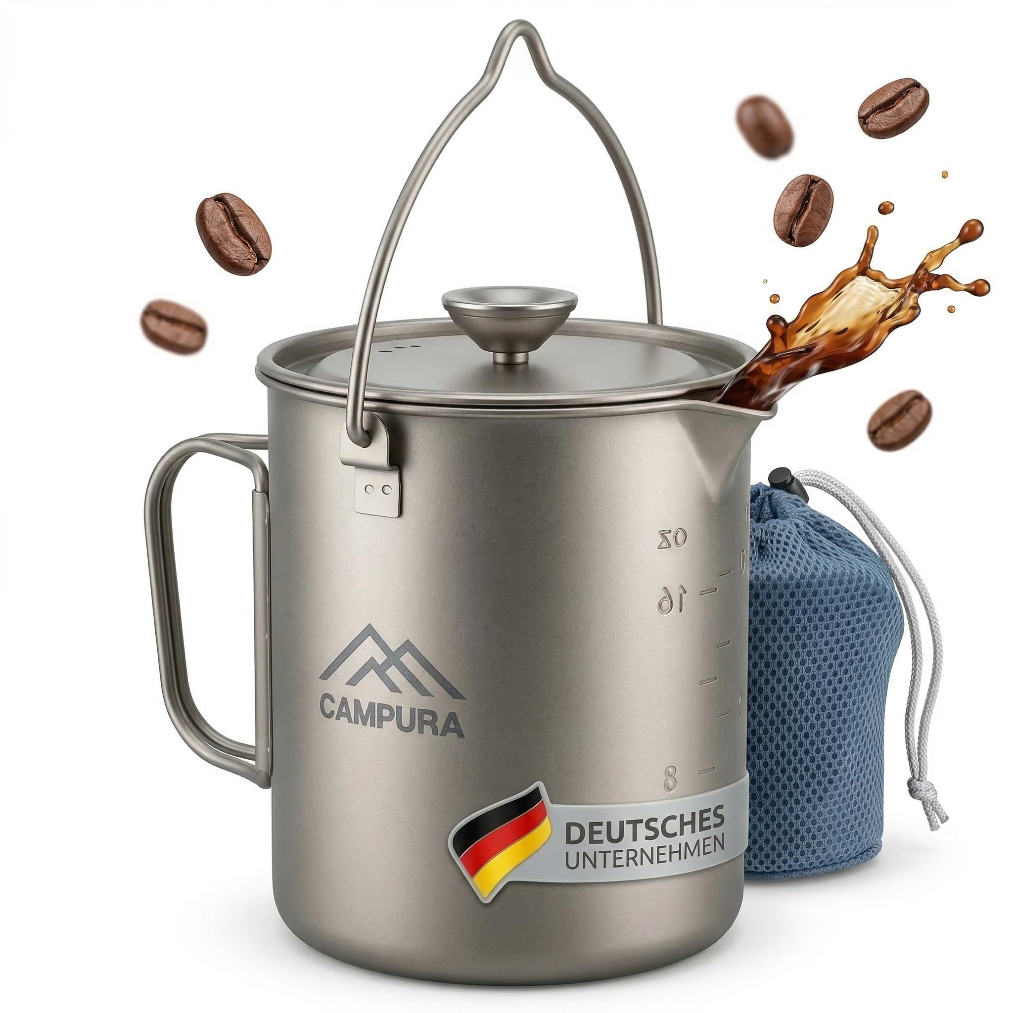 Titan Cafetière à piston - 750 ml - Filtre de précision - Léger et compact - Cafetière d'extérieur - Cafetière française de camping