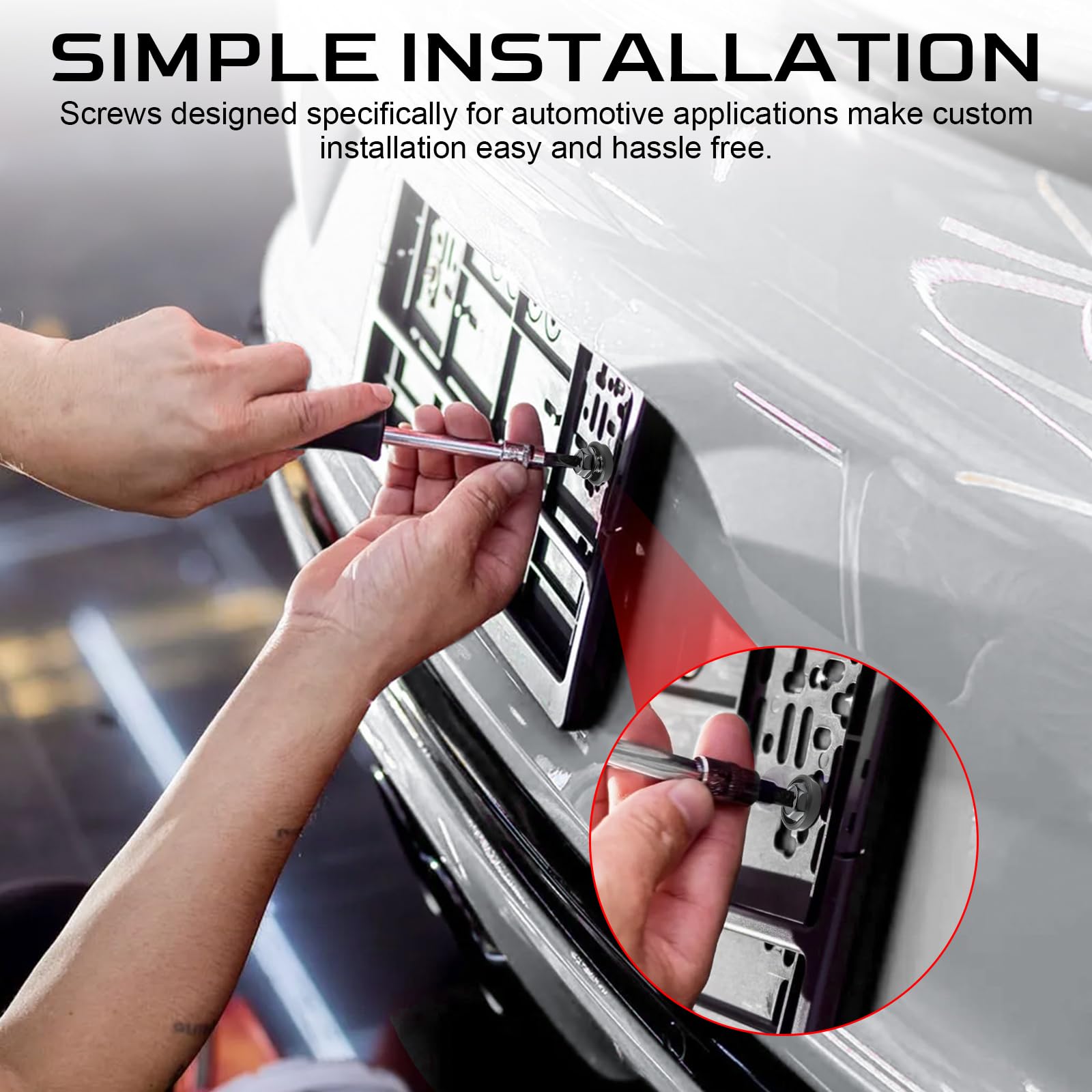 LivTee Rustproof License Plate Screws for Securing License Plates Frames and Covers on Cars and Trucks, 8 Set Premium Stainless Steel Self Tapping Mounting Bolts (Black Zinc Plated)