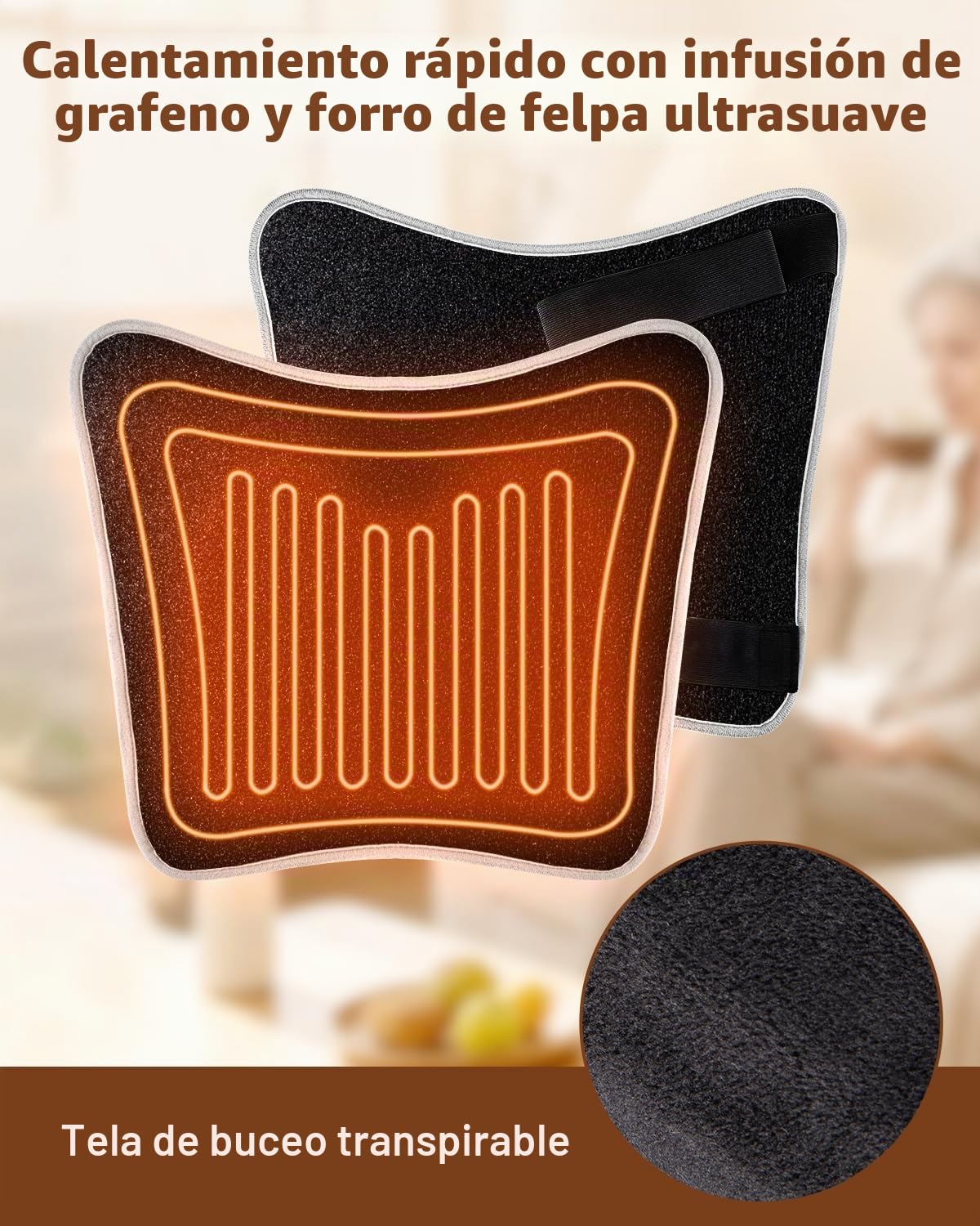 Almohadilla térmica de cadera con infusión de grafeno para aliviar el dolor de ciática, envoltura térmica para espalda baja, glúteos, muslos, almohadilla de calor eléctrica de gran tamaño con apagado
