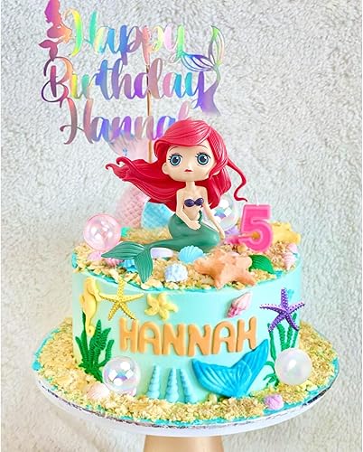 Miniatura 5 de 16 adornos de sirena para tartas de sirena bajo el mar, temática de cumpleaños, boda, baby shower, suministros de decoración de fiesta
