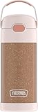 FUNTAINER 12 Ounce Stainless Steel Vacuum Insulated Kids Straw Bottle, Glitter Rose Gold
