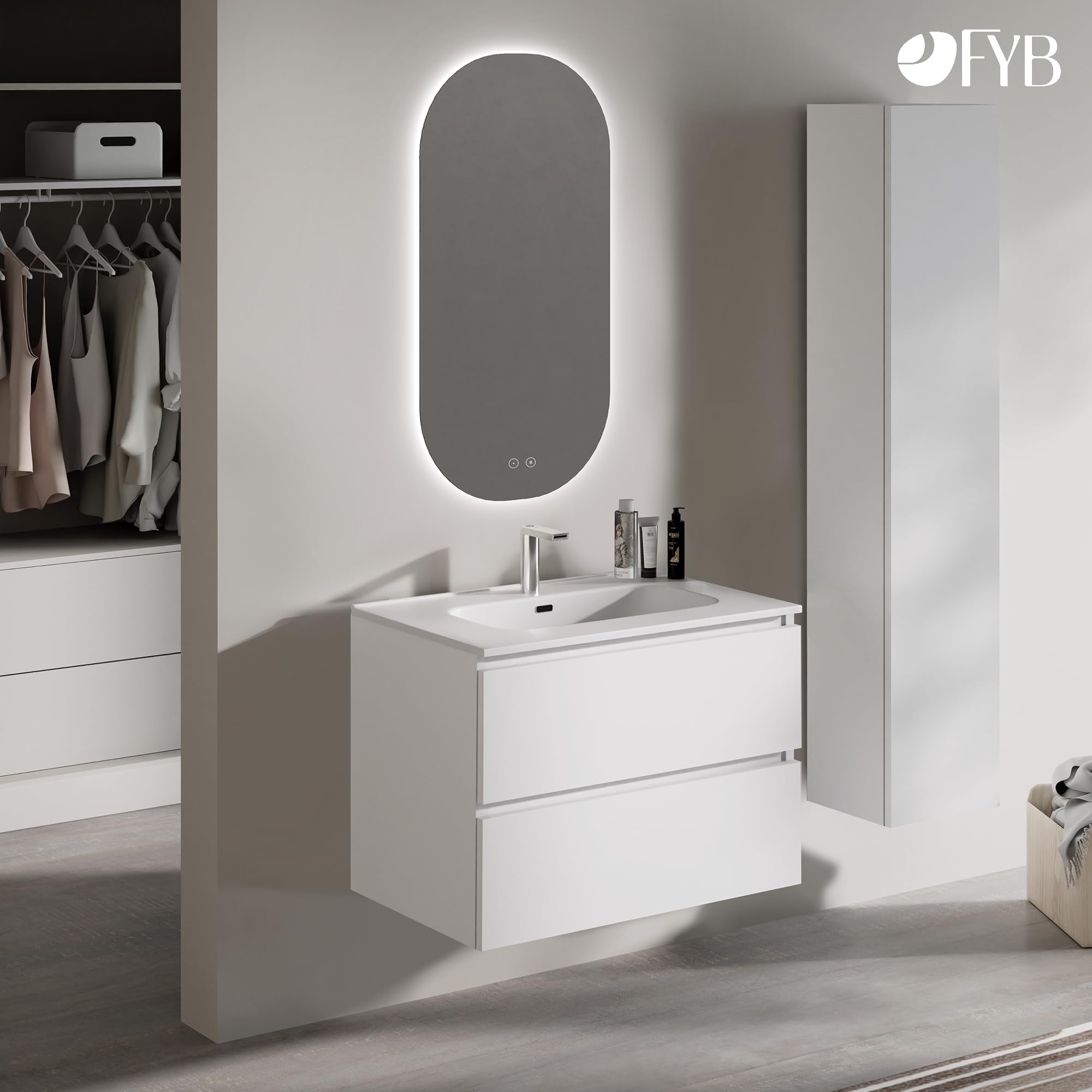 Espejo de Baño Ovalado con Luz LED Regulable, Antivaho, Interruptor Táctil y Apagado Automático, Diseño Moderno, Iluminación Ajustable y Fácil Instalación en Pared 50x90 cm