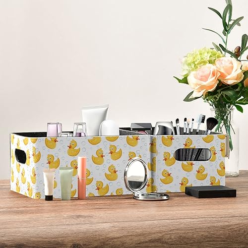 Miniatura 6 de Emelivor Duck - Juego de 2 cestas de almacenamiento plegables de fieltro con asas dobles para perro, para organizador, armario, estantes, oficina