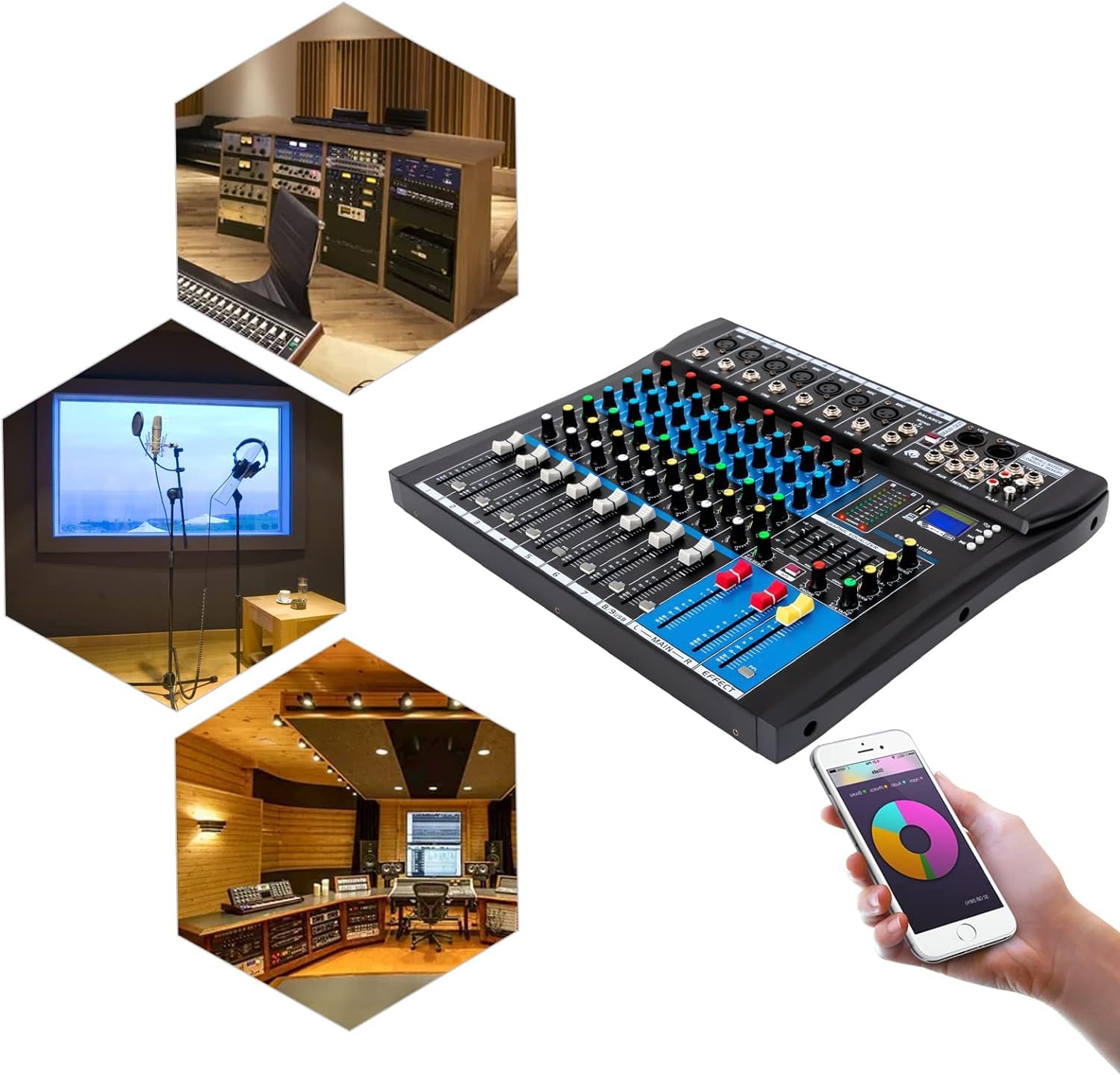 Professionelle 8 Kanal Sound Audio Mixer Bluetooth USB DJ Live Studio Mischpult Verstärker, mit LCD-Anzeige, für Heim-KTV, Aufnahmestudios
