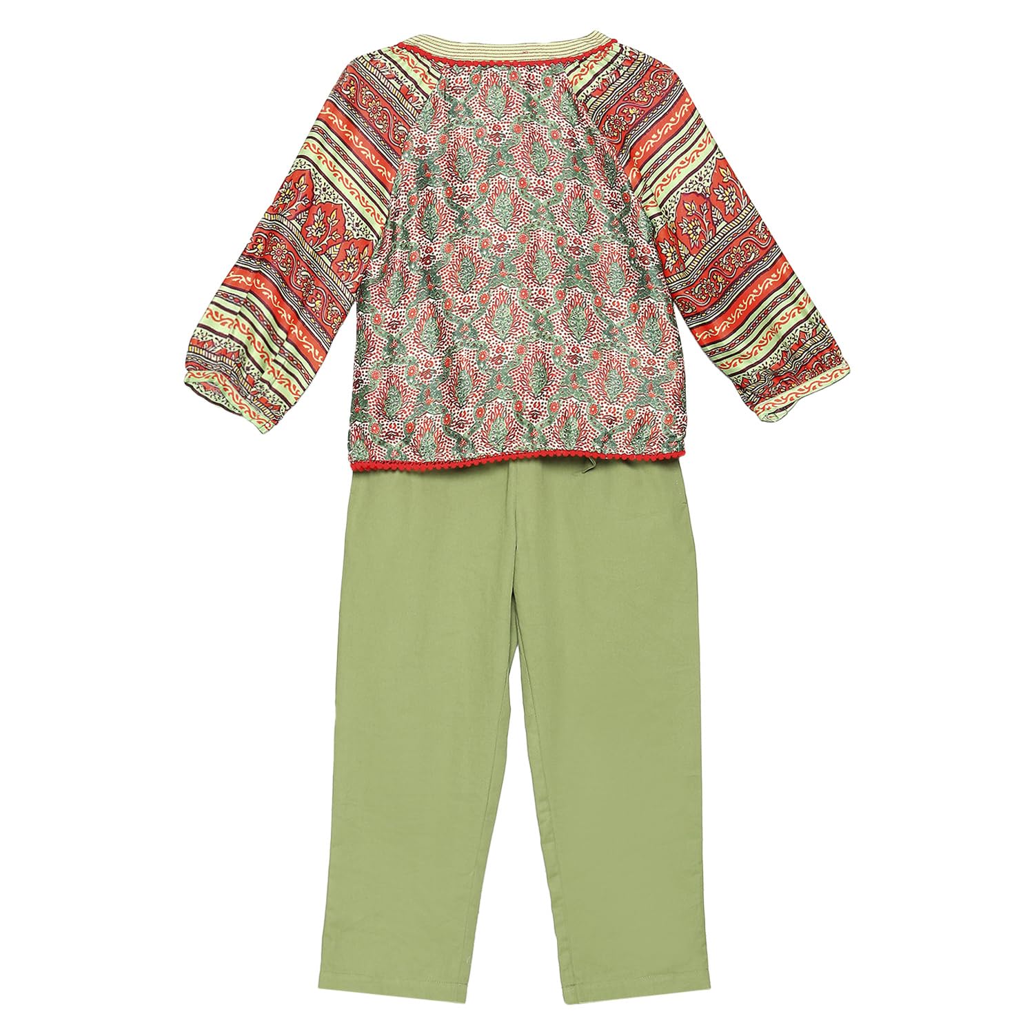 Biba Girl's Green Viscose Blend Straight Top 2