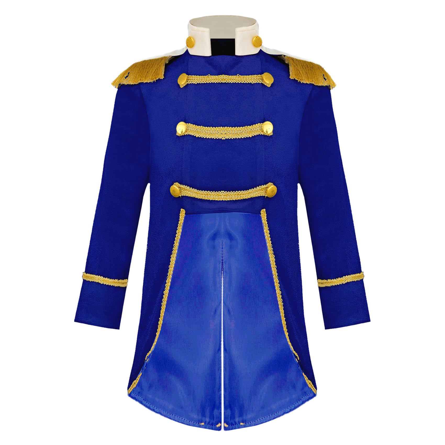 Riismen Baby Boys Medieval Prince Costume Velvet Long Sleeve Tailcoat Romper Jacket for Party Royal Blue 5-6 Years