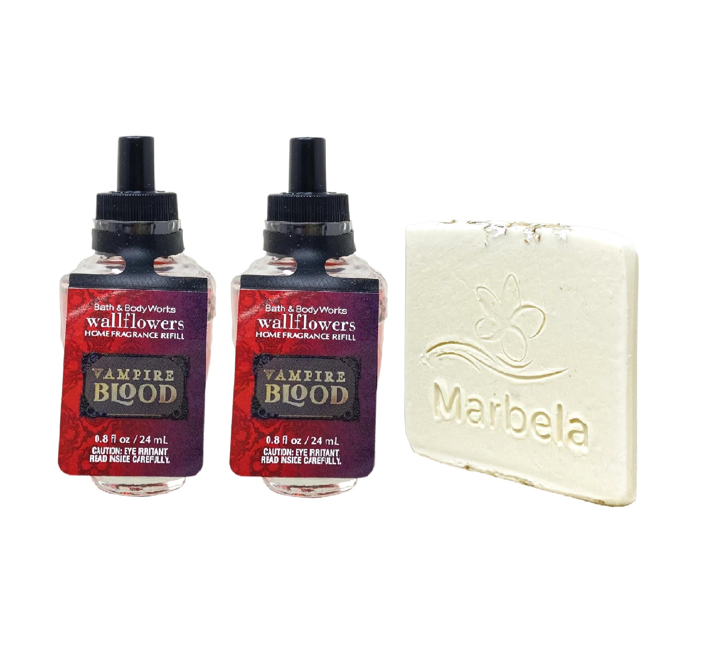 Bath & Body Works Vampire Blood 2 Pack Wallflowers Fragrance Refill Set with a Natural Oats Sample Soap