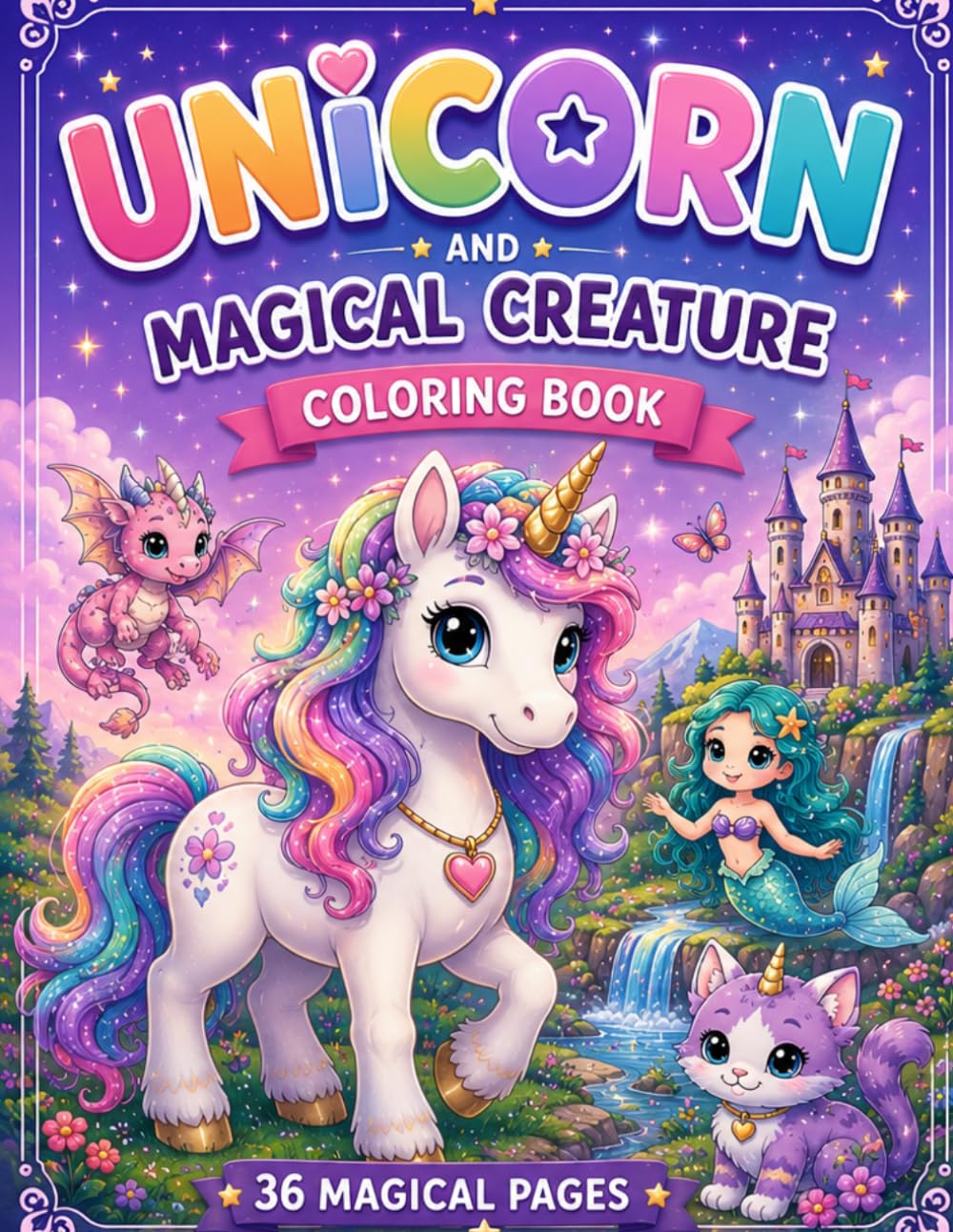 Unicorn and Magical Creature Coloring Book