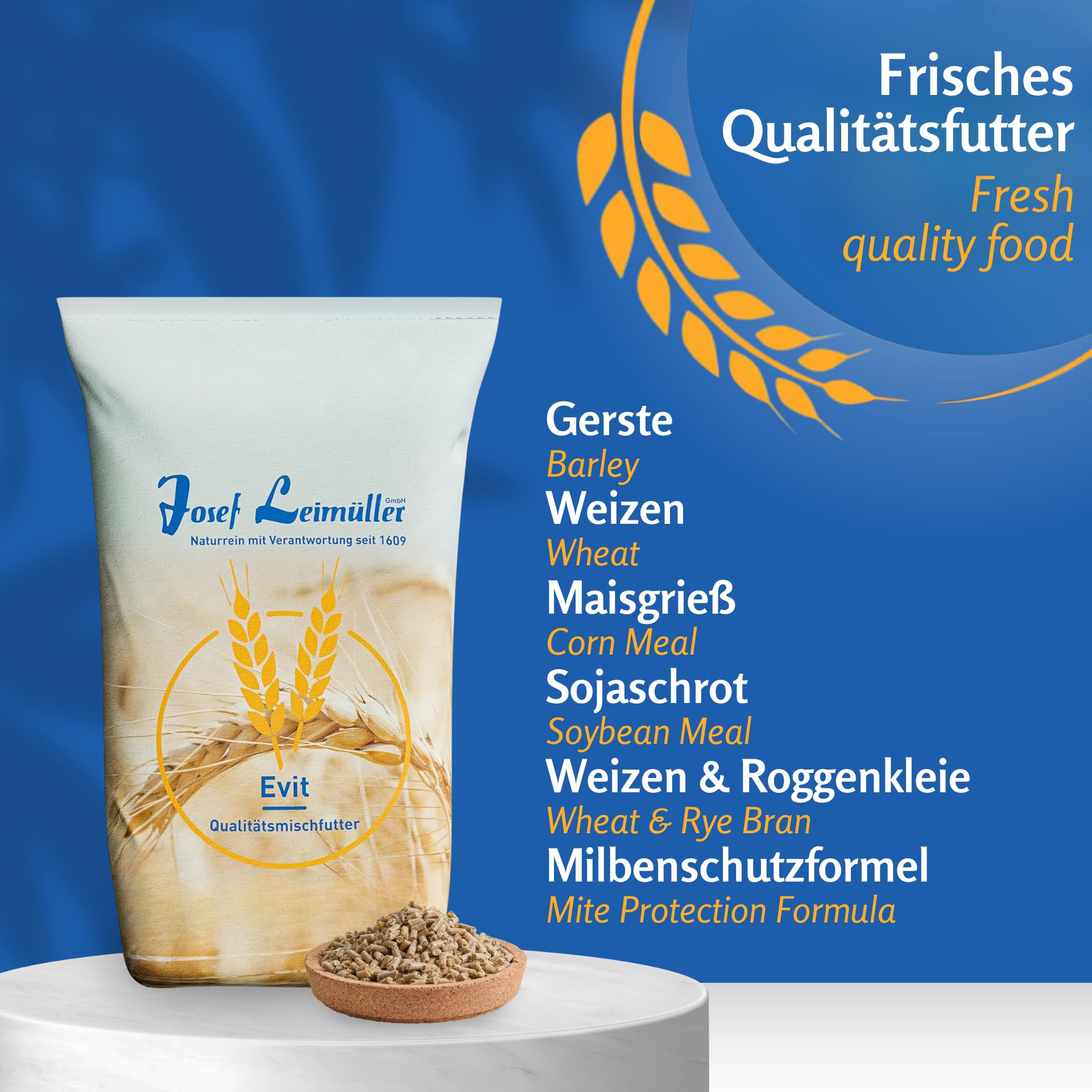 Leimüller Mangime per galline ovaiole 25kg - Antiparassitario con agrumi & erbe, Alta accettazione, Uova resistenti, Senza OGM - Prodotto in Austria