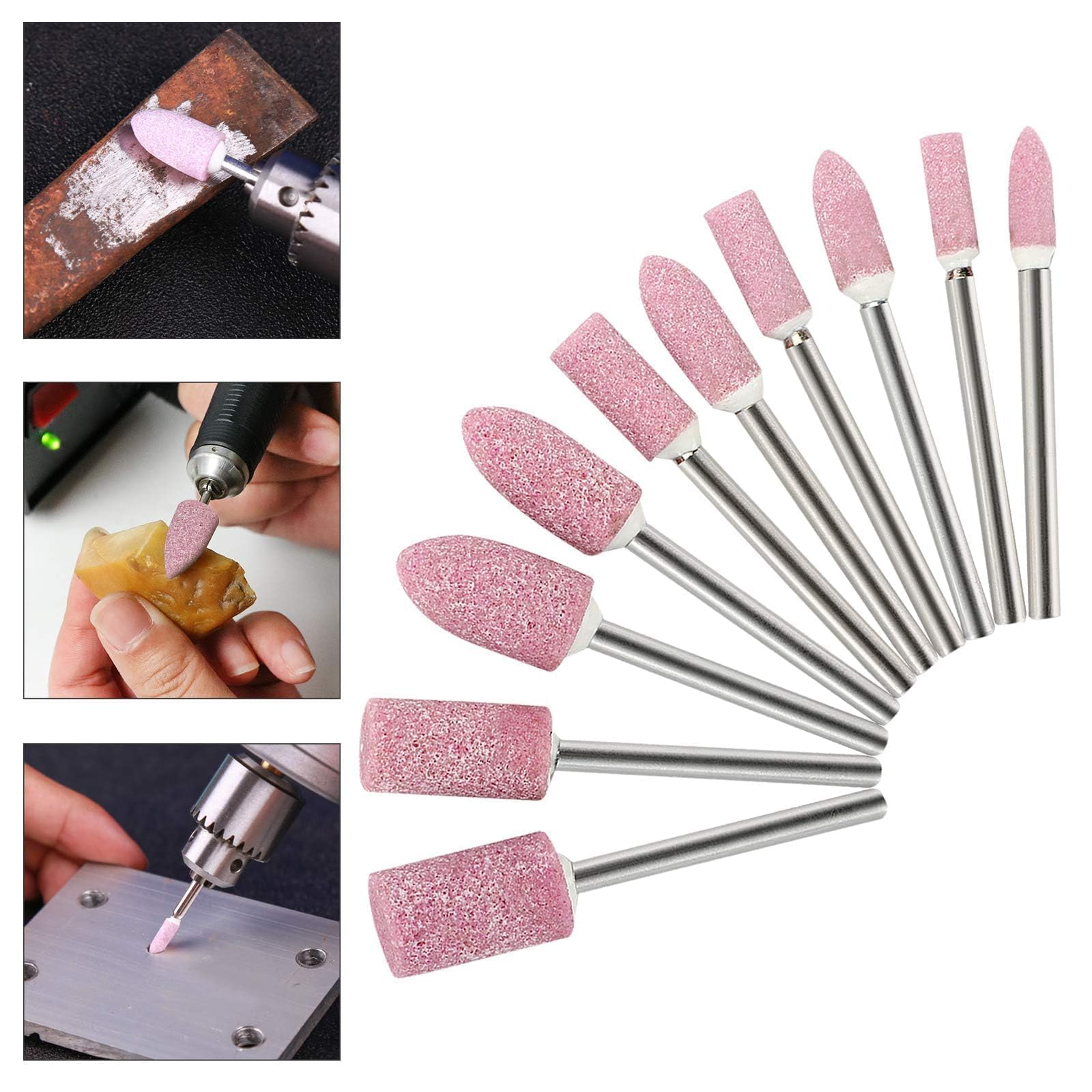 50 pièces mèches de polissage montées meulage polissage meules, outils de meulage laine/sésame/caoutchouc/peau de vache ensemble d'accessoires pour outils rotatifs tige de 3 mm