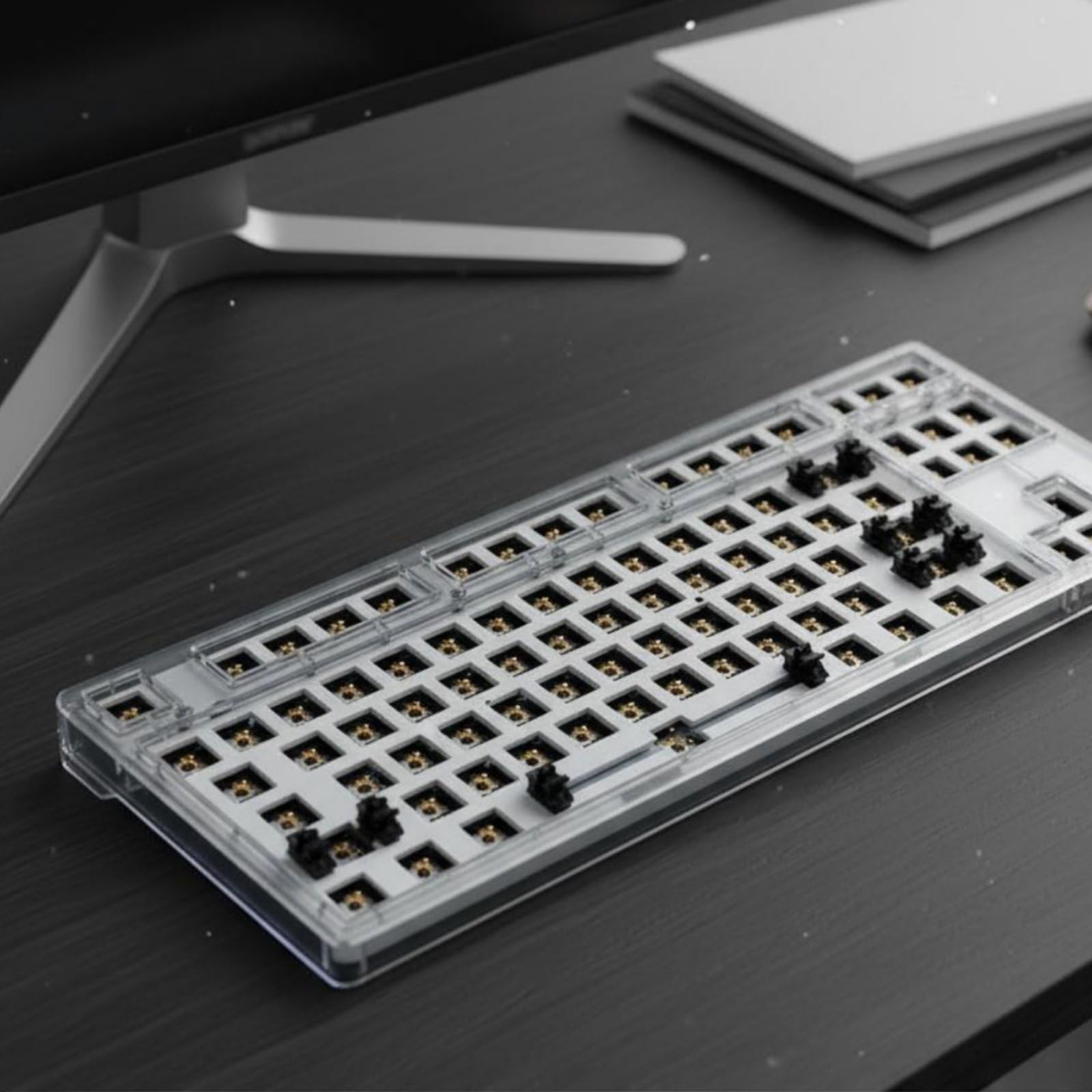 Qianly Kit Tastiera Meccanica Telaio Base Retroilluminazione RGB Base Tastiera TKL 87 Tasti Batteria Ricaricabile Integrata Periferica Computer per Scrivania, Black