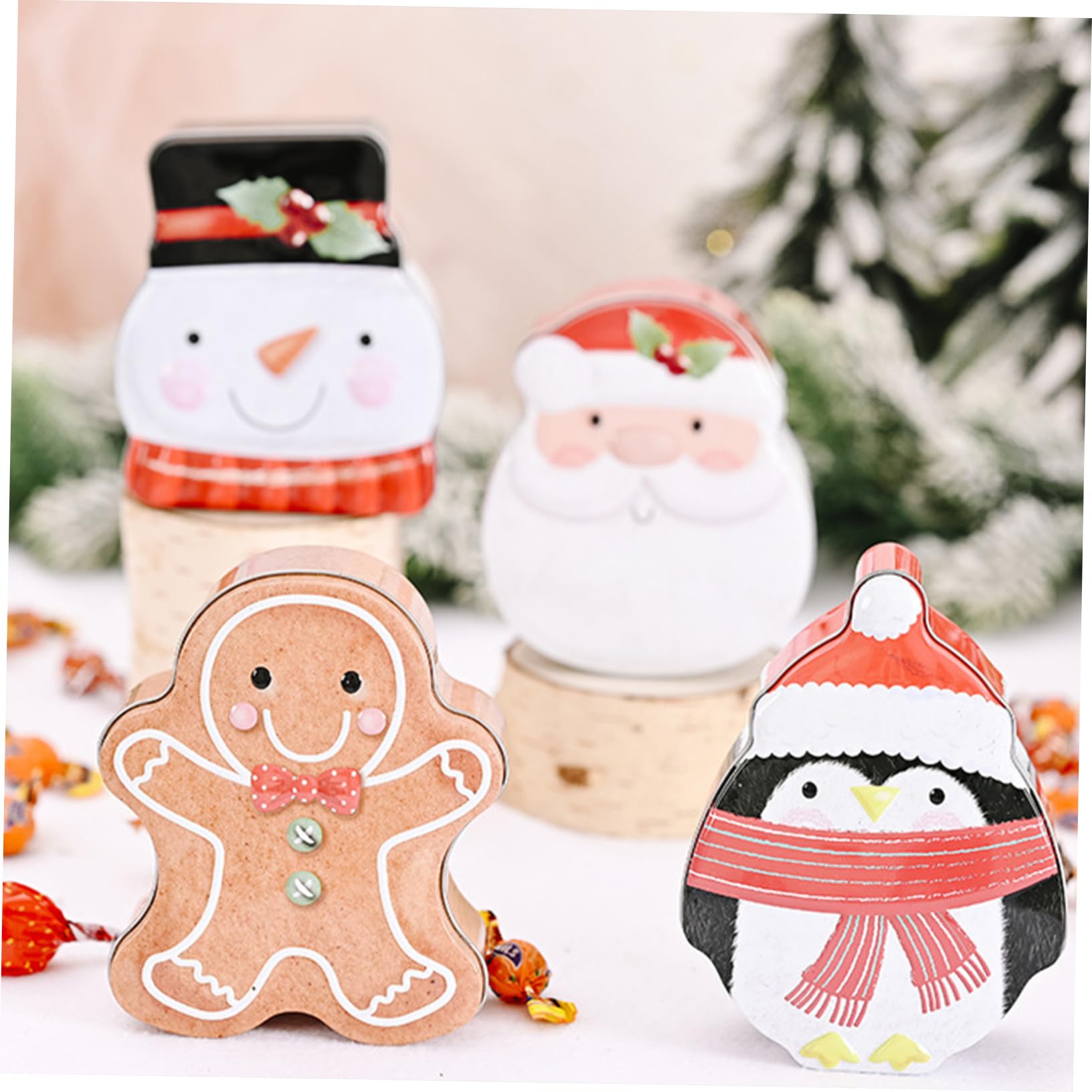 4pezzi Scatola Per Biscotti e Caramelle Motivi Natalizi Decorativi Per Dolcetti e Caramelle Per Festa Natale Decorazione Casa Piccolo e Leggero Facile Riporre e Trasportare