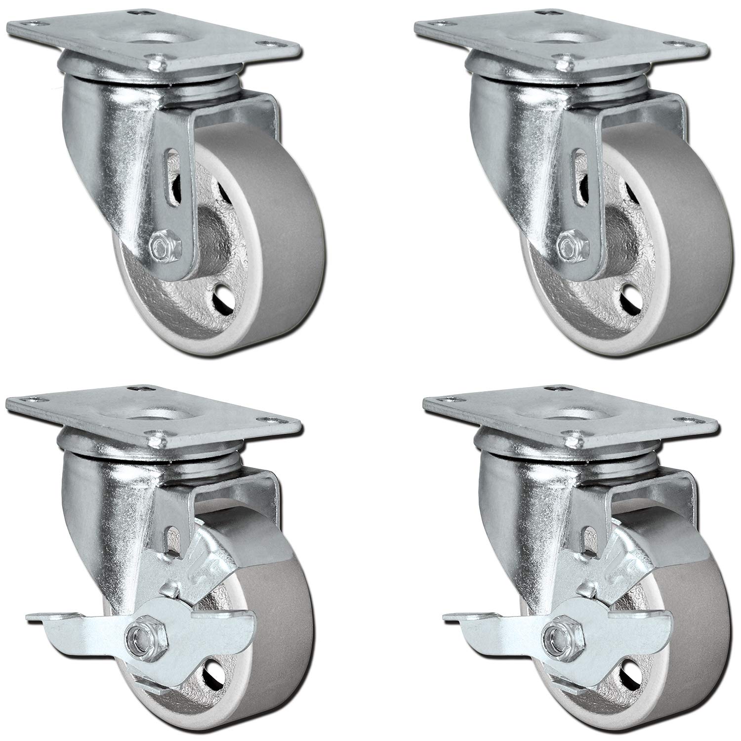 Castrek Heavy Duty Casters Set Of 4 - 3 Inch Lockable Wheels With Brakes | 1800 Lb Capacity, PU Material | For Workbenches & Furniture - View #13