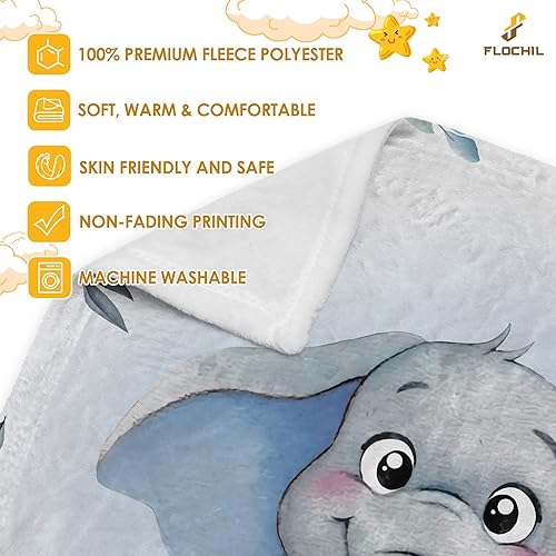 Miniatura 3 de FLOCHIL Mantas de bebé personalizadas, manta de bebé personalizada  Manta de bebé con nombre para niños, el mejor regalo para bebé, elefantes recién