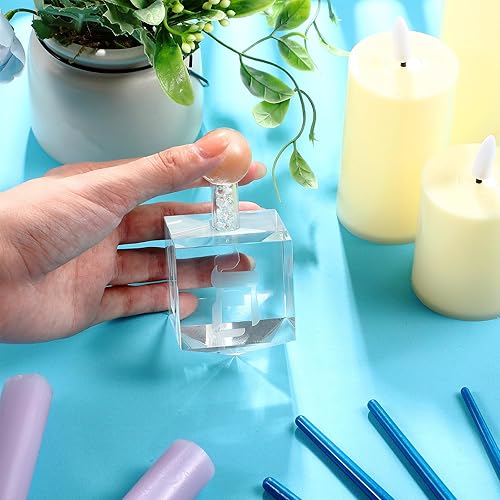 Miniatura 6 de Hiboom 2 piezas de Dreidels de cristal para Hanukkah, pisapapeles Dreidel con letras hebreas, figuras de vidrio, coleccionables, pisapapeles de