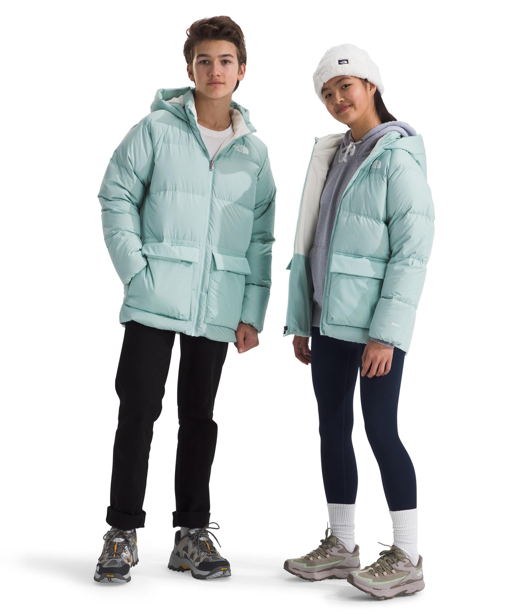 THE NORTH FACE Kids' North Down Fleece-Lined Short Parka | 600 Fill Recycled Waterfowl Down Insulated, Water Repellent