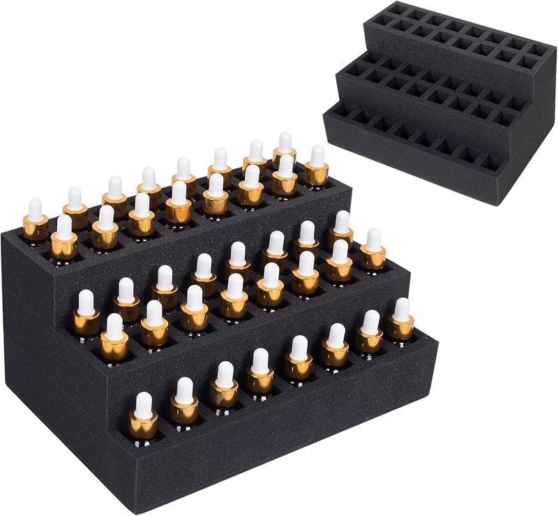 Organizador LANDFOBO para frascos e cosméticos com espuma, 40 compartimentos e 3 camadas