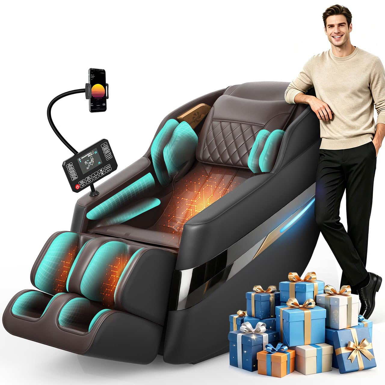FURNIMAT 3D Full Body Massage Chair Zero Gravity SL-Track, Shiatsu Recliner
