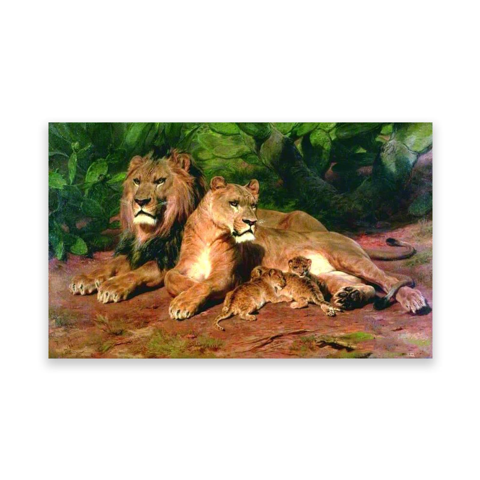 RTYUVIZ Rosa Bonheur Famous Canvas Prints. Reproduction of famous paintings. Animals Canvas Painting For Living Room Wall Decor（Lion at Home） 30x50cm(11.8x19.6in) OnlyCanvas