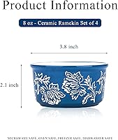 Vista 7 de Wisenvoy Ramekins Creme Brulee Ramekins Ramekins - Ramekins de cerámica para horno (8 onzas)