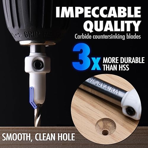 Miniatura 4 de Juego de brocas avellanadoras profesionales con punta de carburo #4, 6, 8, 10, 12, 5 piezas para madera, escariador de carpintería de acero de alta