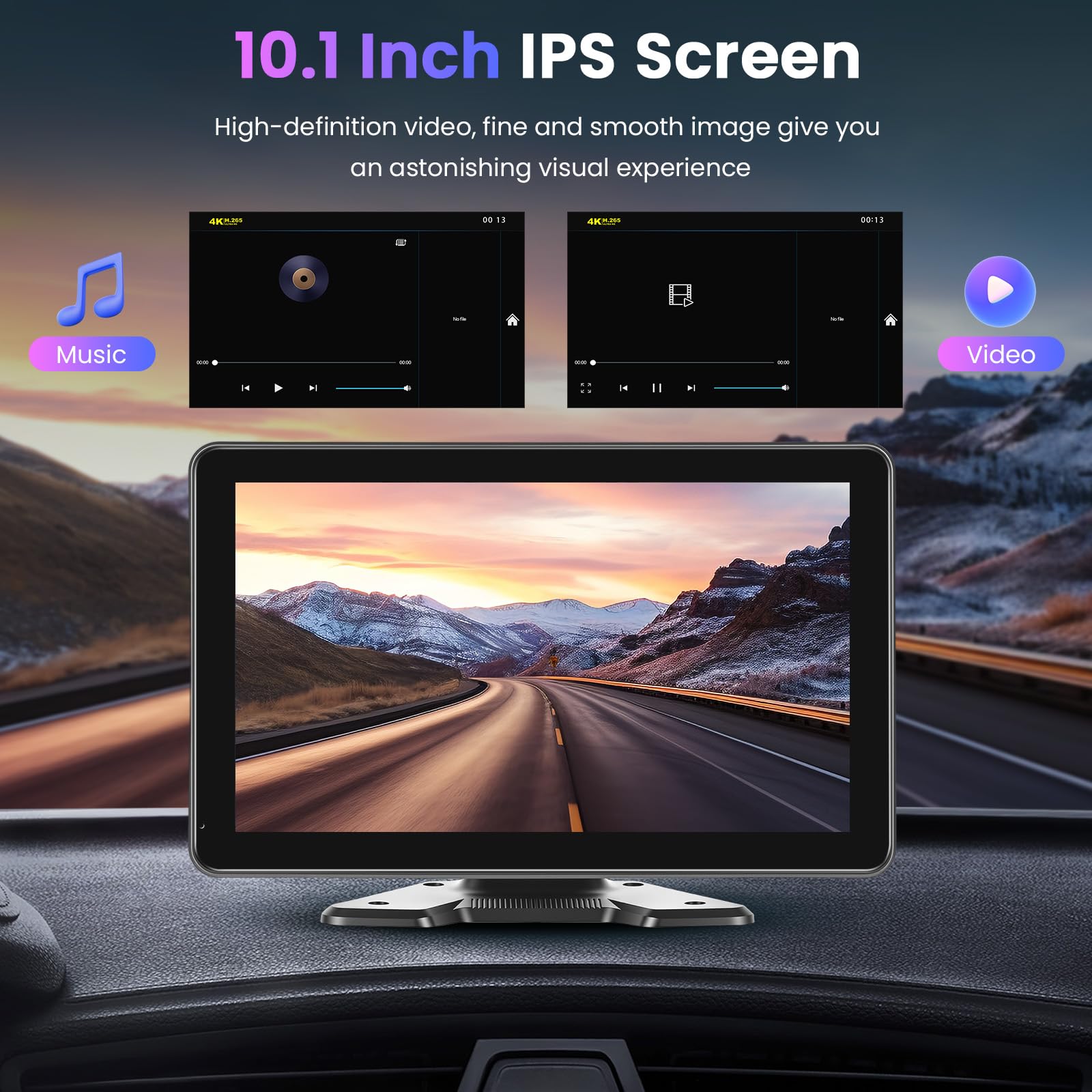 Inefala Cámara de Marcha atrás 4 con Monitor IPS HD de 10,1 Pulgadas, matrícula IP69, cámara de Marcha atrás Impermeable para Coches, Camiones, Furgonetas y SUV con visión Nocturna