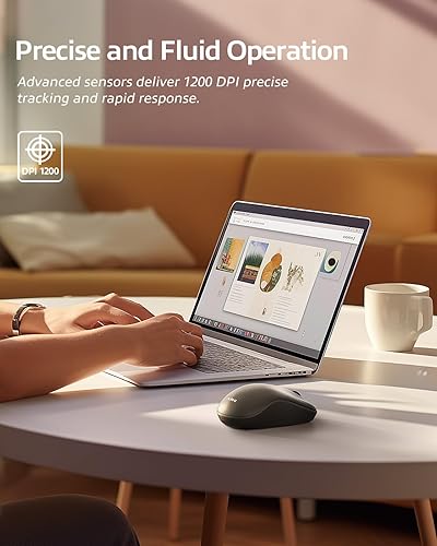 Miniatura 4 de Nulea Ratón inalámbrico de modo dual 2.4G y Bluetooth, 1200 DPI, para oficina en casa, viajes, compatible con PC, laptop, laptop, iPad, Mac,