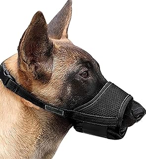 AMZSTAR Dog mask, Anti Biting, Barking and Chewing Adjustable Small and Medium-Sized Dog mask, air mesh Breathable and drinkable (XXL, Black)