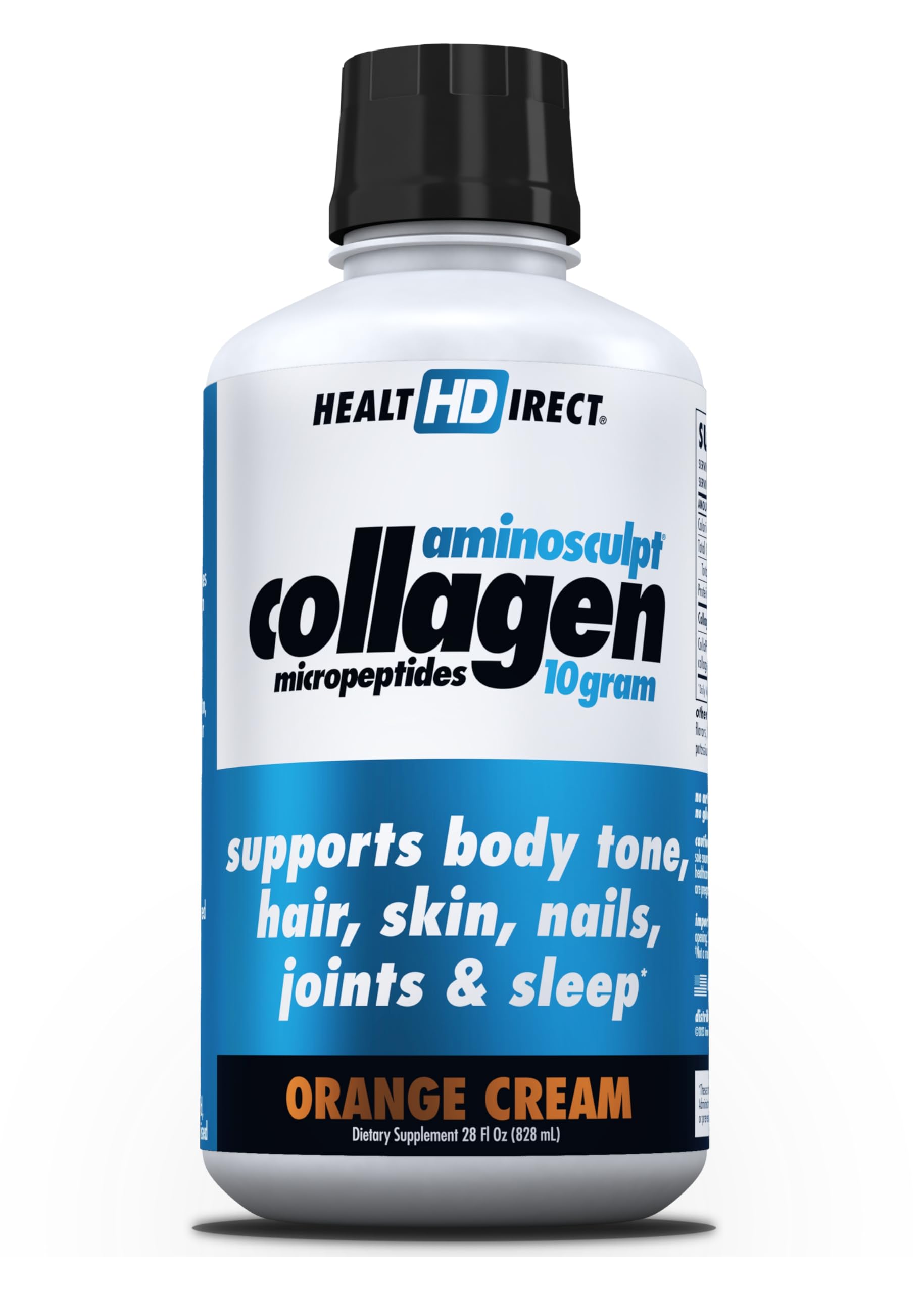 HEALTH DIRECT – AminoSculpt Liquid Collagen Micropeptides – 28 FL Oz – 28 Servings – 10 Grams of Premium Medical-Grade Liquid Collagen for Women – Orange Cream