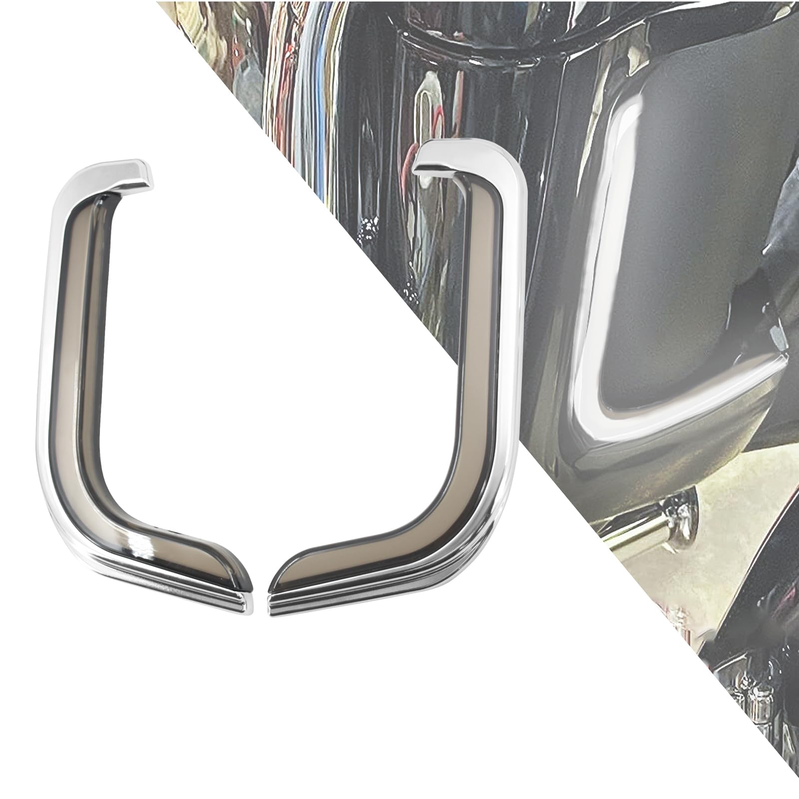 HCmotorku Motorcycle LED Lower Fairing Accent Lights Turn Signal Light Running Light Fit for Harley Touring Electra Glide Street Glide Road Glide Tri Glide 2008-2013 (Chrome)