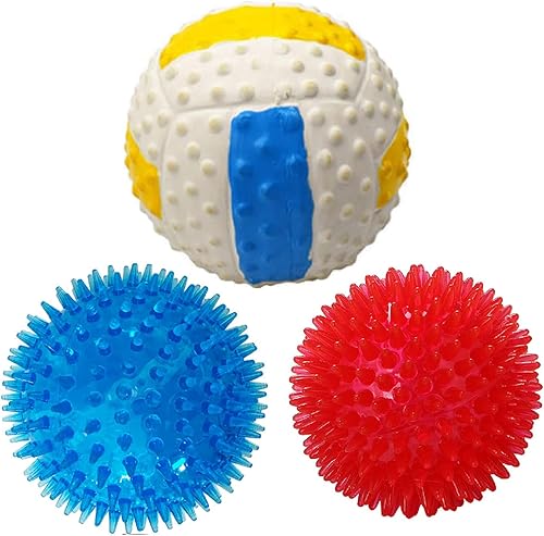 Nlmskzzy Pelotas para perros, bolas chirriantes para perros pequeños, medianos y grandes, bolas de juguete chirriantes, 3 unidades