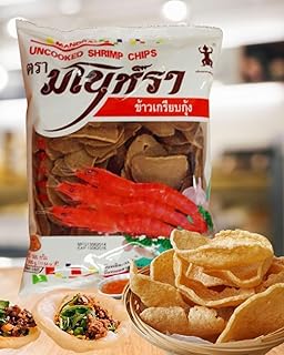 500 Gram - Authentic UNCOOKED Prawn Crackers - Crispy Shrimp Flavor Chips for Snacking and Entertaining - Gluten-Free, Asian Movie Snack, Umami Flavor, Party Snacks, Light and Crispy Texture for Salad Topping- Family Size, Great for Sharing