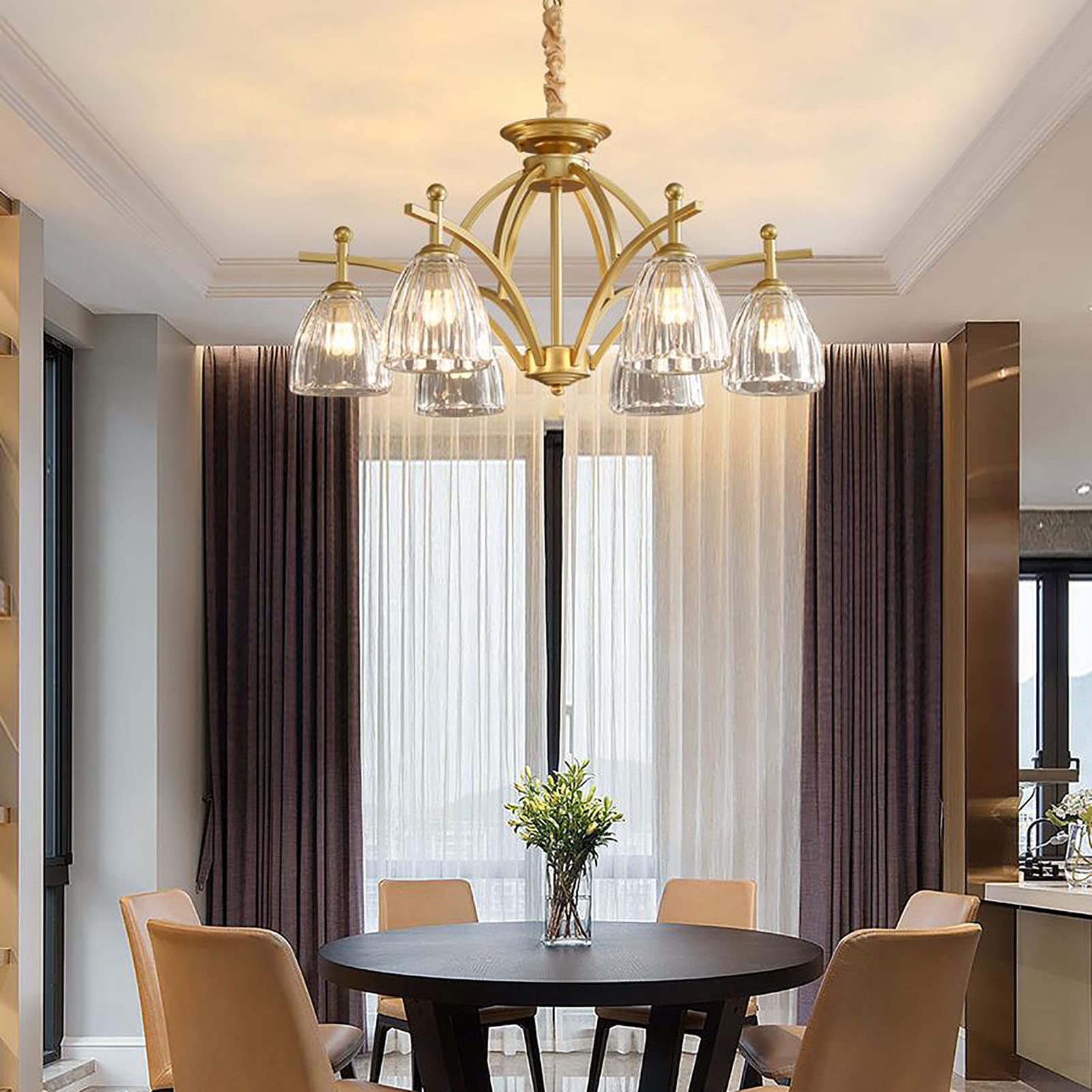 Para Dormitorio Comidas,Americano Luces De La Sala De Estar,E27 Nórdico Ligero Lujo Lámparas,Ligero Lujo Vidrio Lámparas,Moderno Concisa Francés Lámparas Retro,Candelabros De Diseñ-Dorado. 72 * 38cm