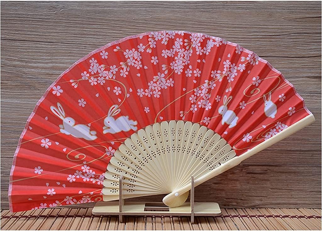Folding Fan for Women Folding Fan, Folding Fan, Japanese Folding Fan, Unique Design, Handmade Bamboo Folding Fan for Home Ceremonies Decorative Fan (Color: A)