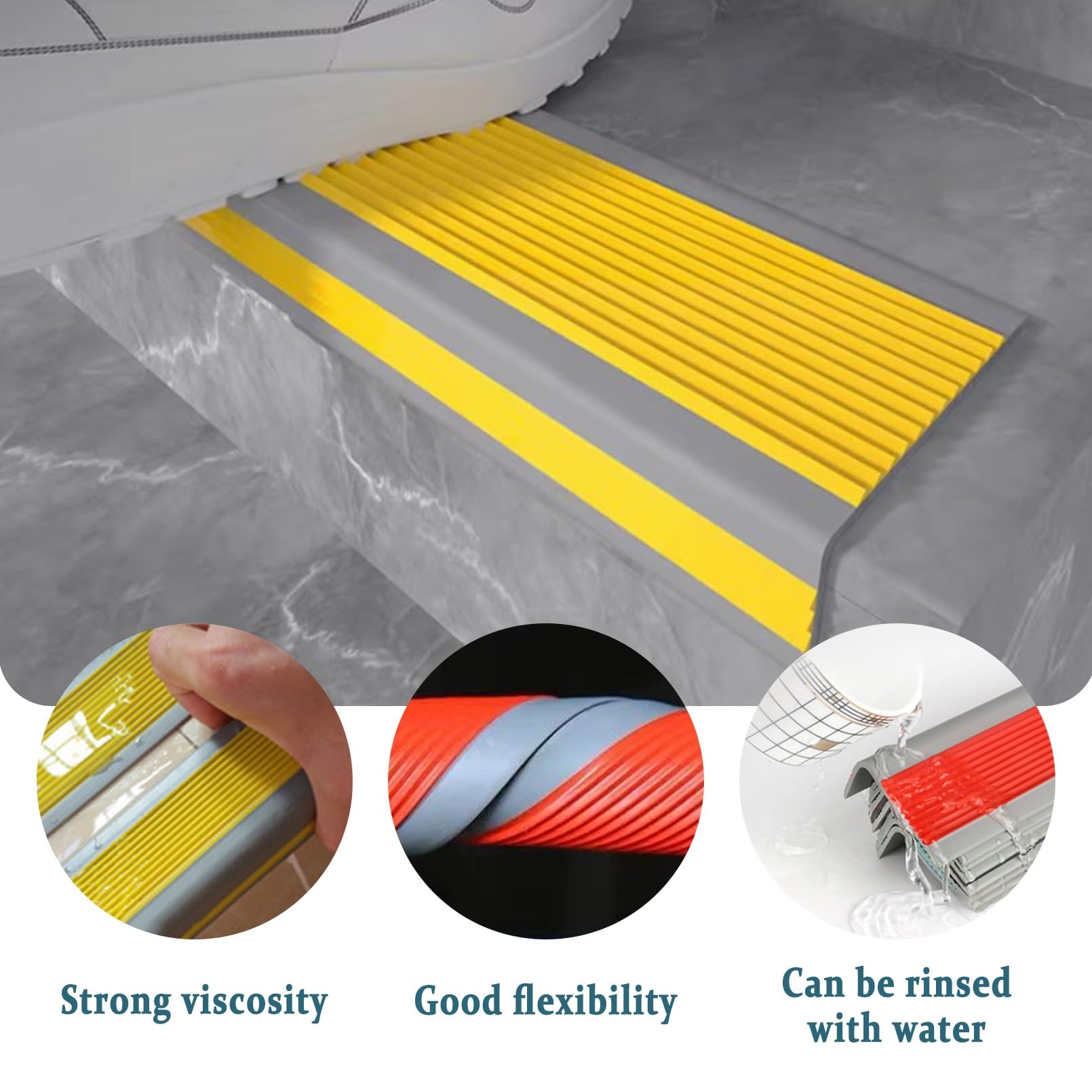 Perfil de PVC Autoadhesivo de Borde Para Escaleras, Profil de Bord D'escalier, Buena Flexibilidad, Autoadhesivo, Para Peldaños de Interior Y Exterior, Tiras Antideslizantes Para Peldaños(Grayish green