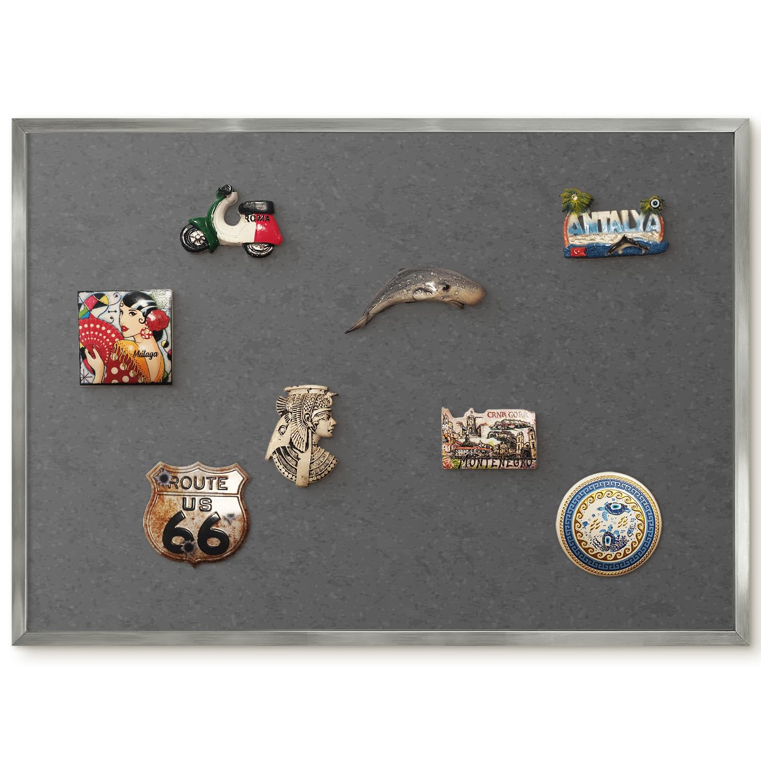 Planner Settimanale per Home Office 70x50 texture grigia Cornice Argento | Bacheca Magnetica | Pannello Calamitato | da Parete | Organizer | Planning Ufficio | Calamite | Porta Foto | Lista Spesa
