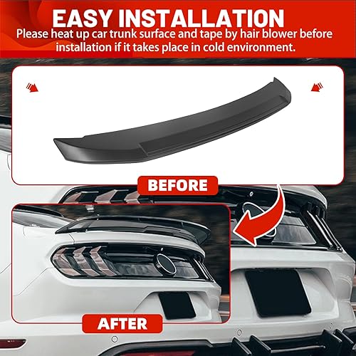 Miniatura 7 de ECOTRIC Alerón trasero para maletero compatible con Ford Mustang Coupé Shelby GT500 estilo negro sin pintar 2010-2014