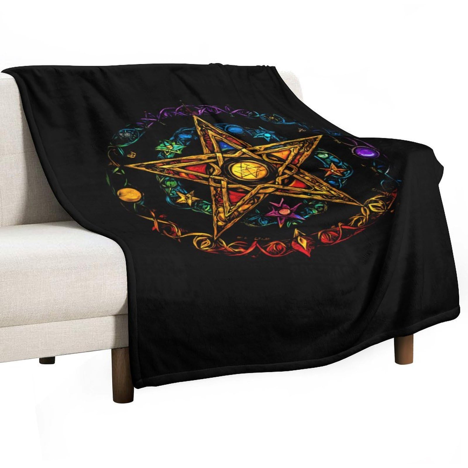 Cgsbngha Style Wiccan Pentagram Witchcraft Magic Pagan Star Flannel Fleece Blanket Lightweight Soft Throw Blankets For Sofa Couch Bed Chair