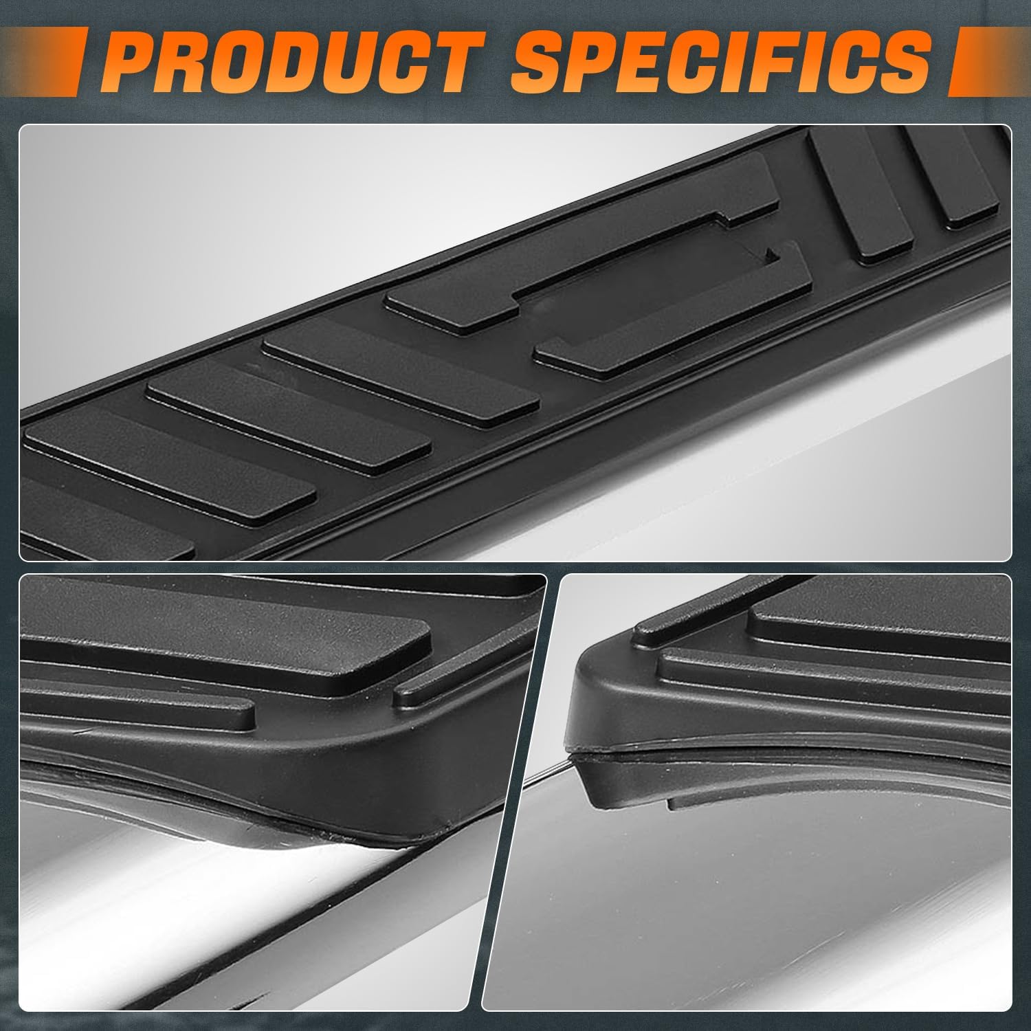 5 in. OD Oval Stainless Steel Side Step Nerf Bar Compatible with 04-08 Ford F150 Extended/Super Cab CAAP-STEPS5O-935SS