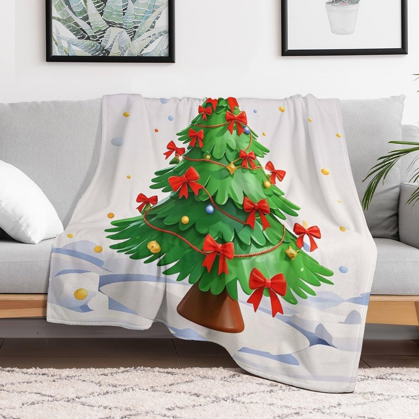 Couverture polaire personnalisée en flanelle avec motif arbre à nœuds pour canapé et lit