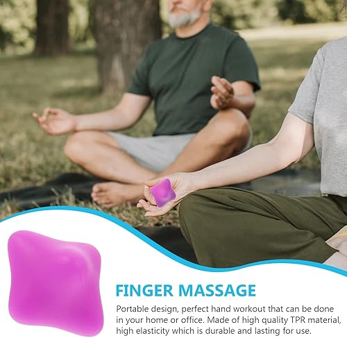 Miniatura 4 de LUOZZY Bola de entrenamiento hexagonal Bola de acupuntura de mano de silicona para manos masajeador de palma para ancianos (morado)