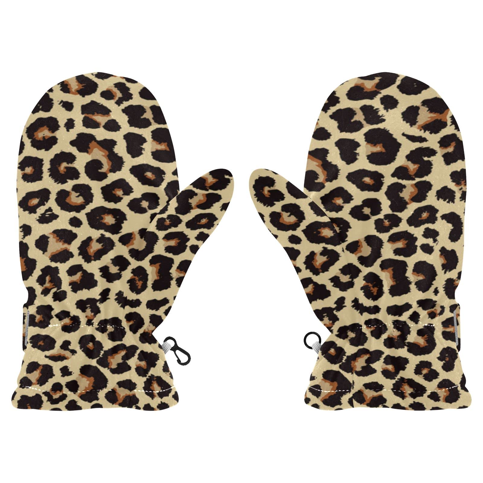 Cheetah Leopard Print Animal Skin Kids Snow Mittens, Toddler Warm Gloves Unisex Ski Waterproof Windproof for Girls Boys 4-6 Years