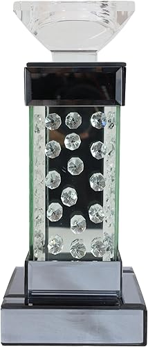 Miniatura 3 de Ebros Gift Moderno y elegante cristal biselado flotante de cristal y metal decorativo individual de 2.75 pulgadas de diámetro, candelabro, escultura