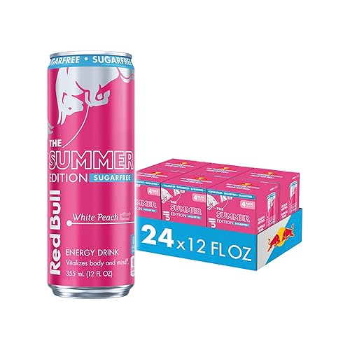 Red Bull Summer Edition Sugarfree Energy Drink, White Peach, 12 fl. oz., 6 x 4 Cans, Pack of 24 Cans, with 114mg Caffeine, Taurine & B Vitamins - White Peach Sugar-Free - 12 Fl Oz, 24pk, (4x6)