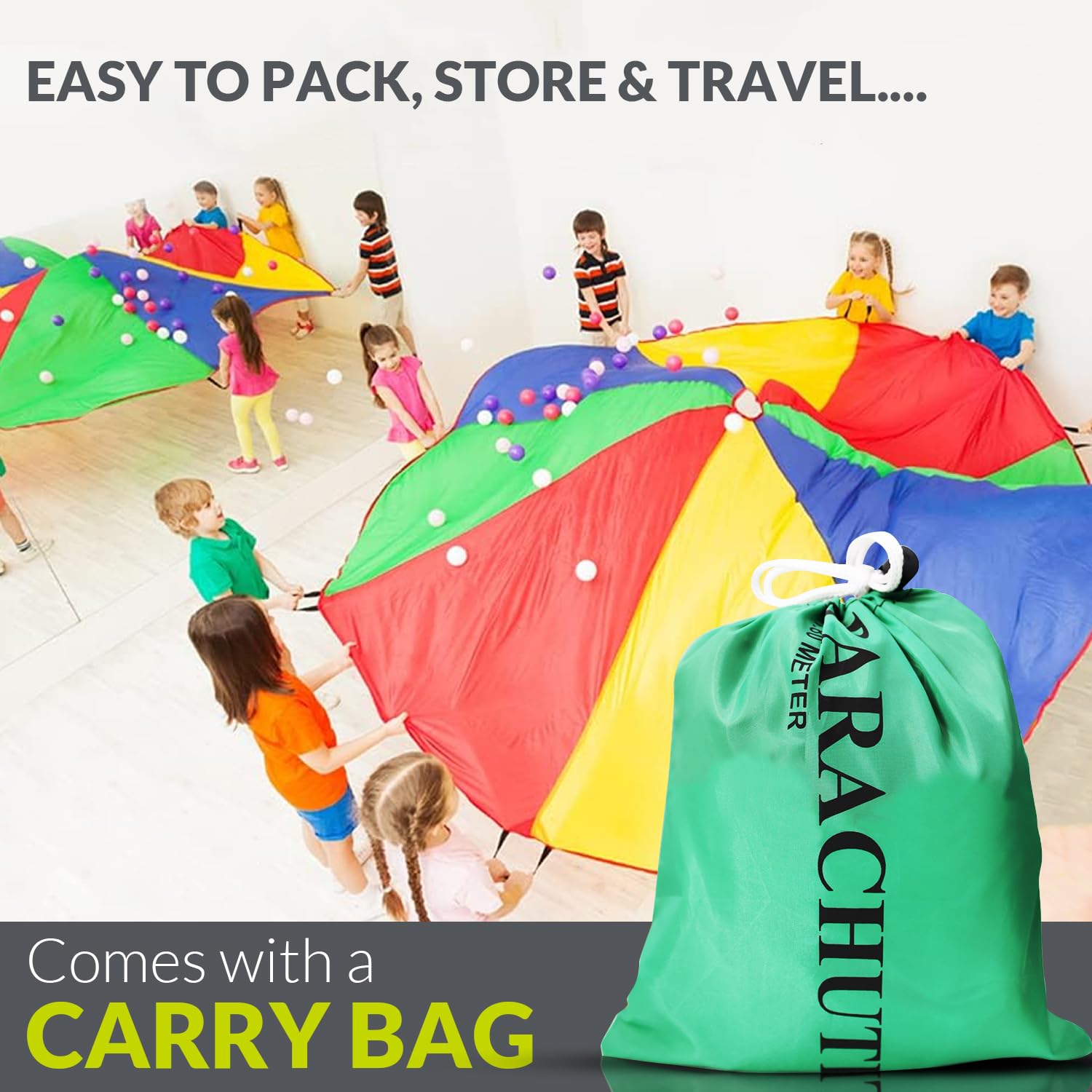 20ft/6m Kids Play Rainbow Parachute Outdoor Game Park Flyer Development Exercise