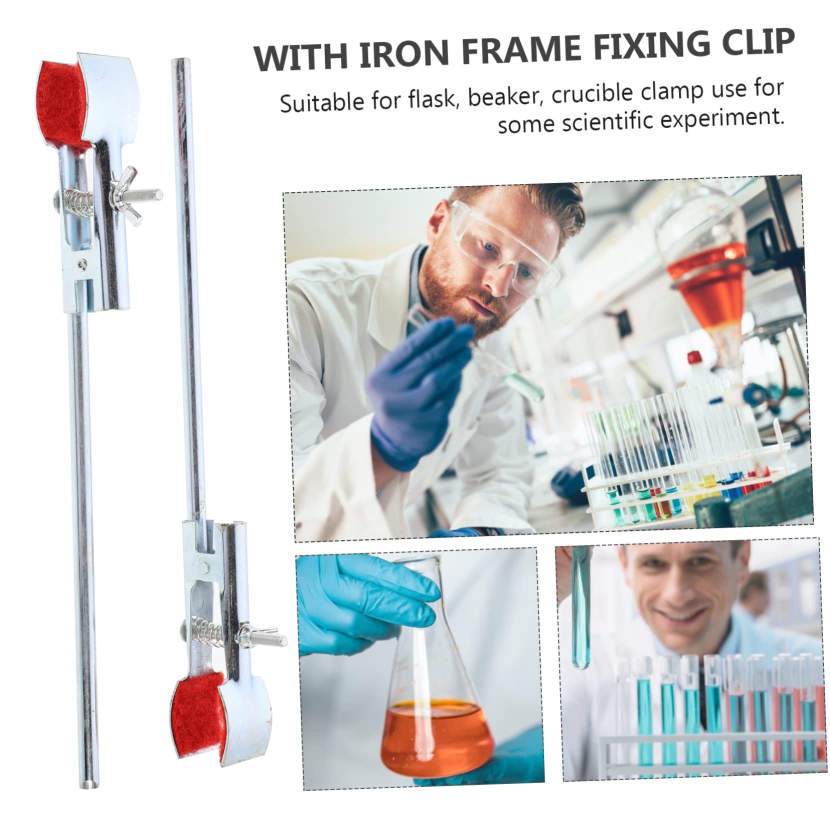 2pièces Pinces De Laboratoire Pour Fixation Flacons Fioles Et Tubes à Essai Accessoire Pour Support De Laboratoire